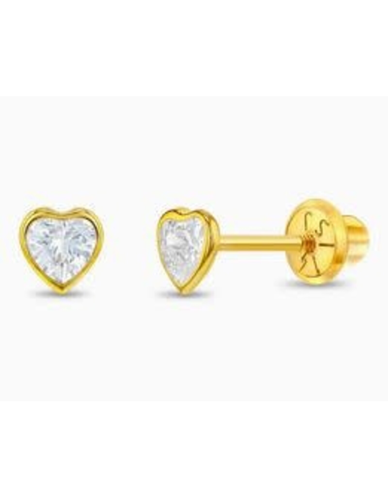 Or 14K Boucle d'oreille vissée Or 14K Coeur round