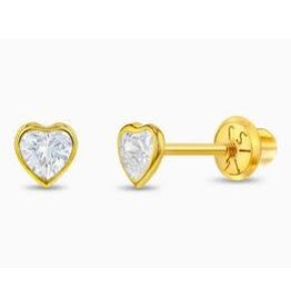 Or 14K Boucle d'oreille vissée Or 14K Coeur round