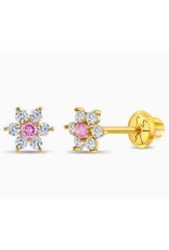 Or 14K Boucle d'oreille vissée Or 14K Fleur