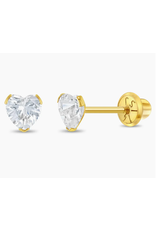 Or 14K Boucle d'oreille vissée Or 14K Coeur griffé