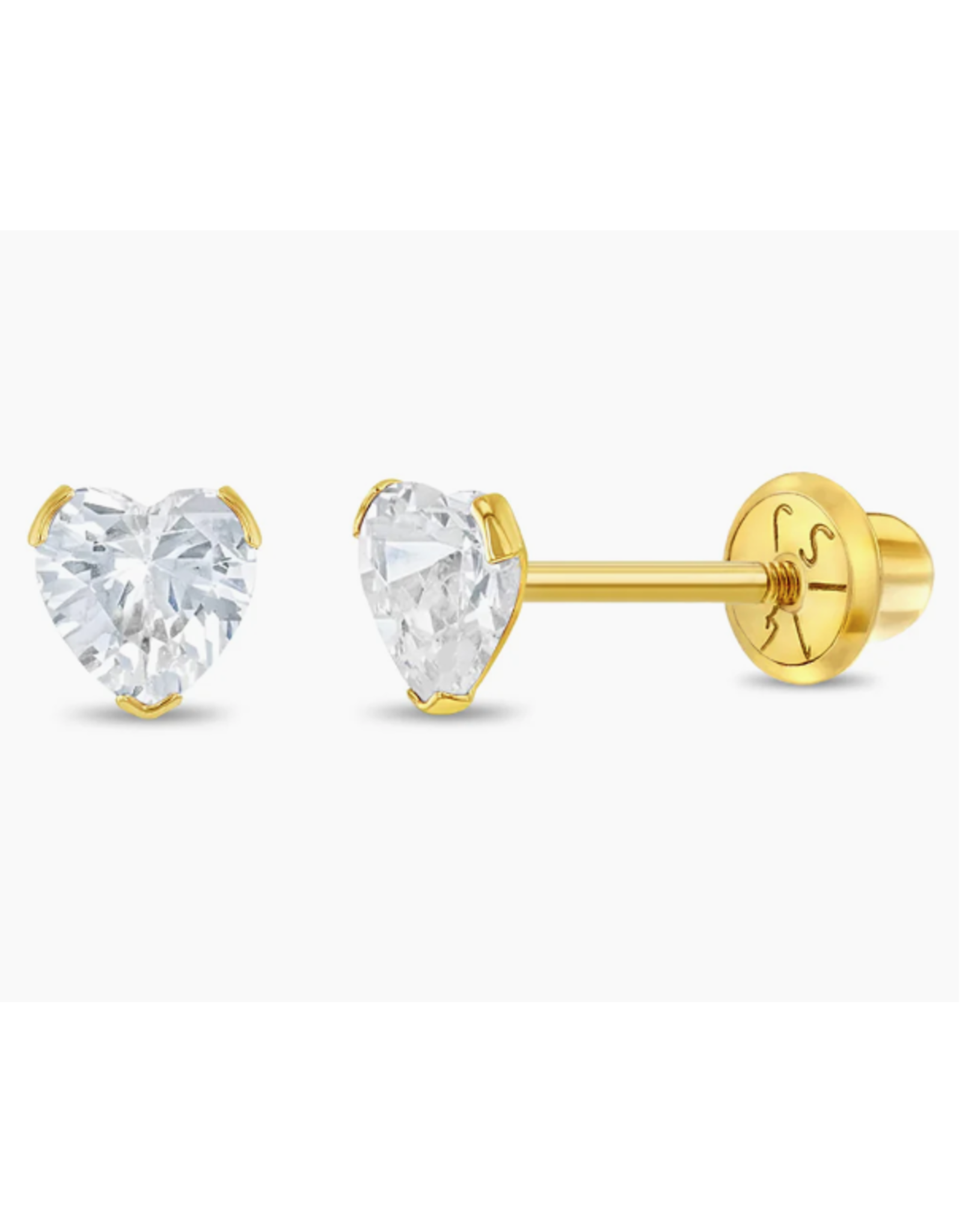 Or 14K Boucle d'oreille vissée Or 14K Coeur griffé