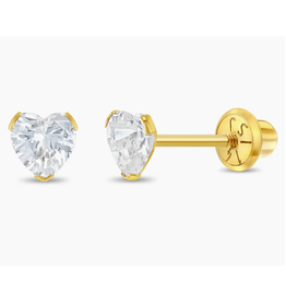 Or 14K Boucle d'oreille vissée Or 14K Coeur griffé
