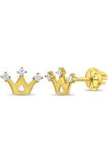 Or 14K Boucle d'oreille vissée Or 14K Couronne CZ