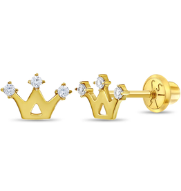 Or 14K Boucle d'oreille vissée Or 14K Couronne CZ