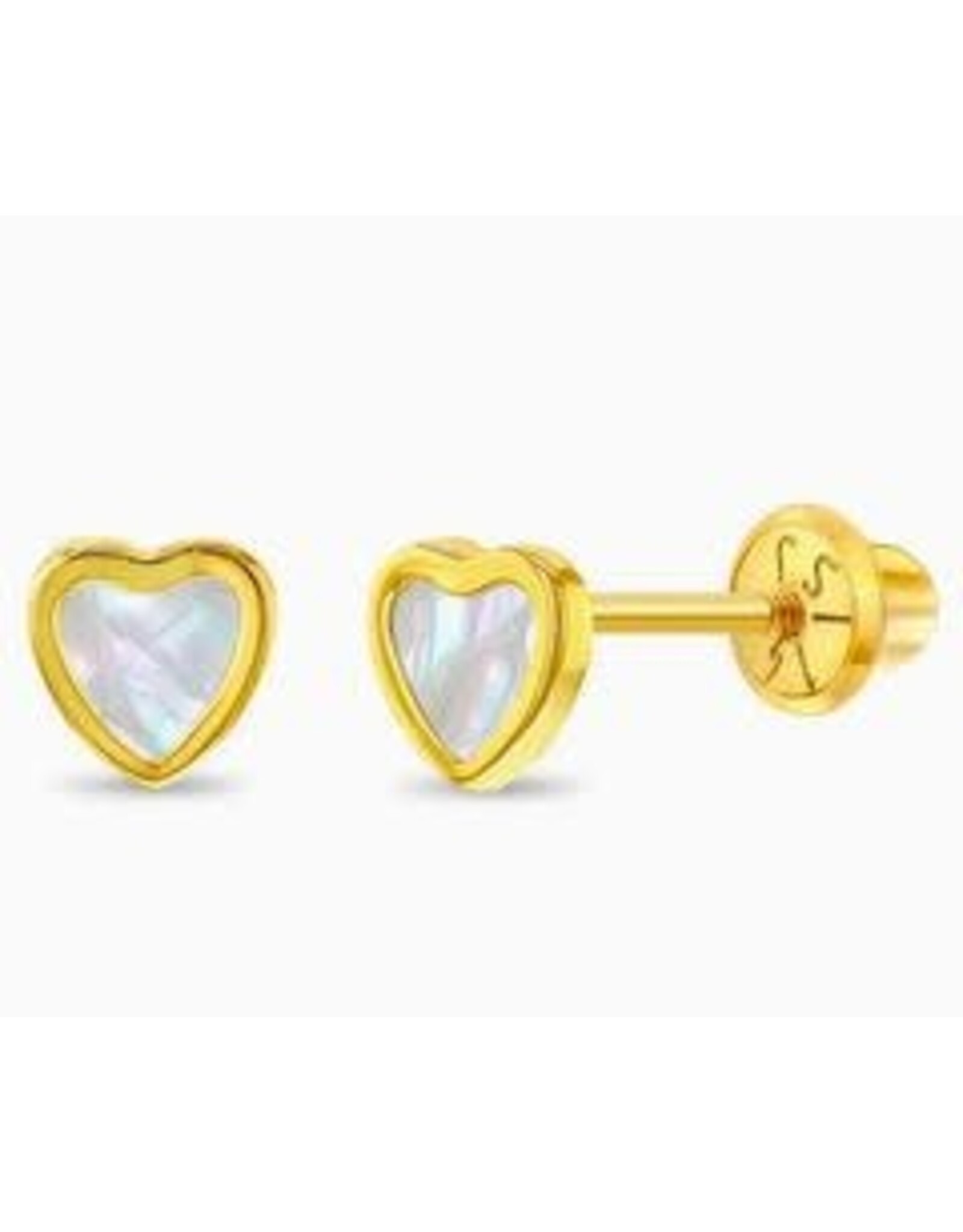 Or 14K Boucle d'oreille vissée Or 14K Coeur Perle