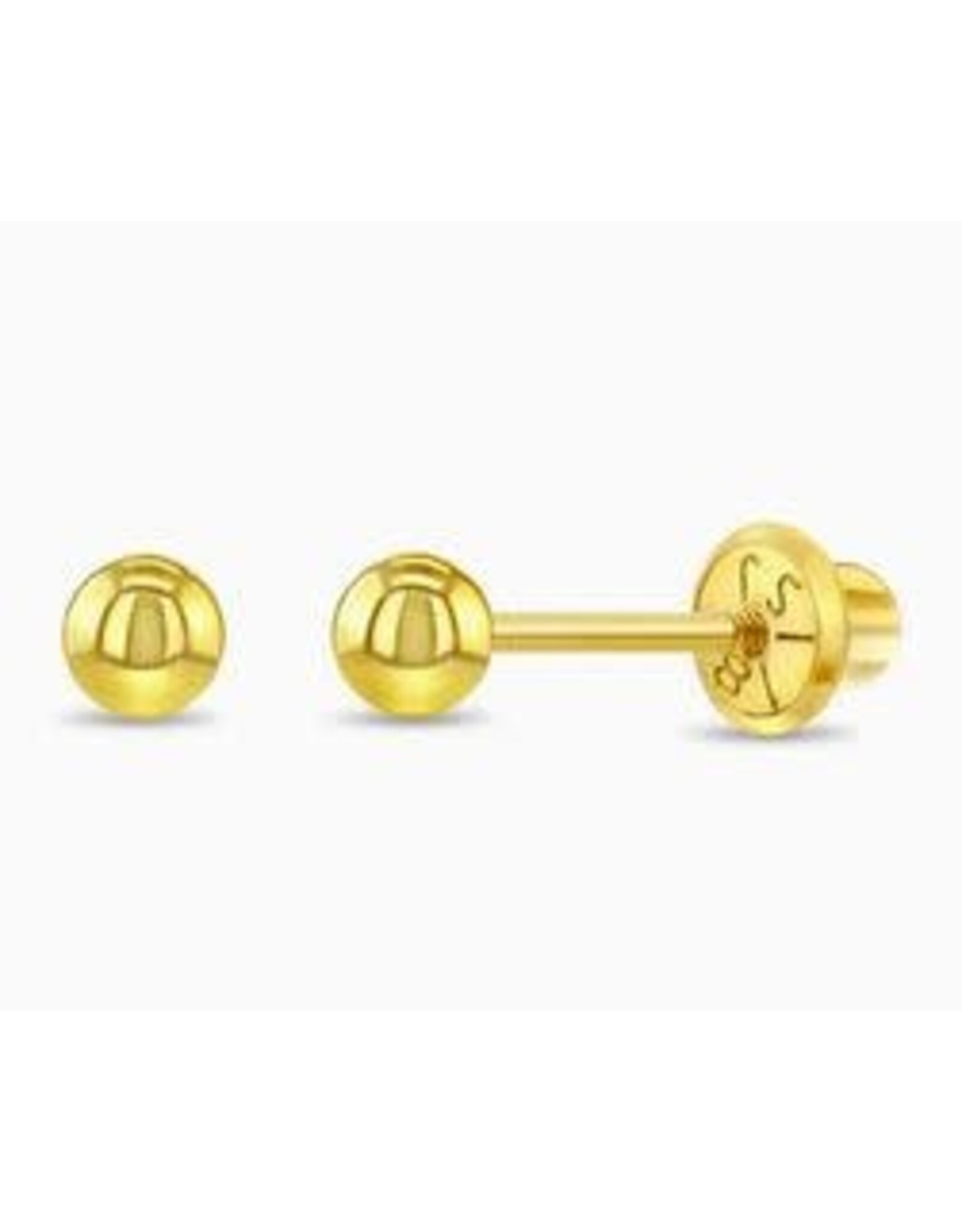 Or 18K Boucle d'oreille vissée Or jaune 18K Boule Plain