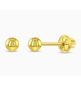Or 18K Boucle d'oreille vissée Or jaune 18K Boule Plain