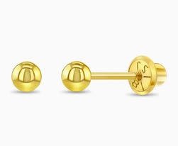 Boucles D'oreilles Boules En Or Jaune 750/1000 (18 Carats) - 2.53g, Occasion Comme Neuf