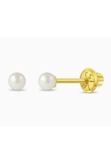 Or 18K 18K Boucle d'oreille vissée Or jaune Perle Blanche