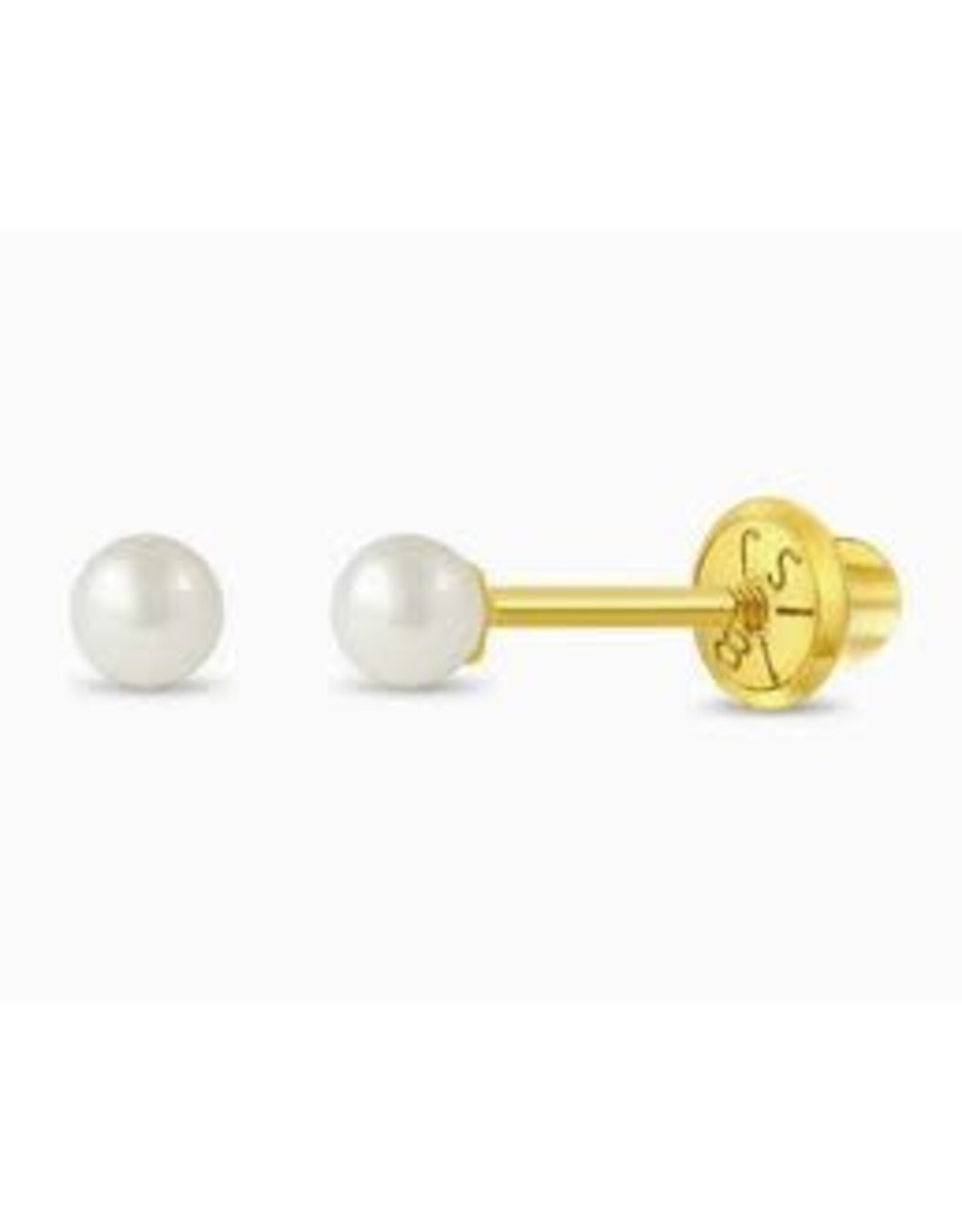 Or 18K 18K Boucle d'oreille vissée Or jaune Perle Blanche