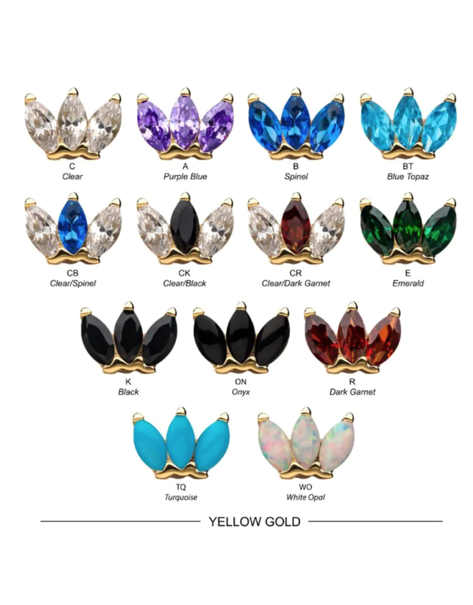 Or 14K Embout Threadless Marquise 14K