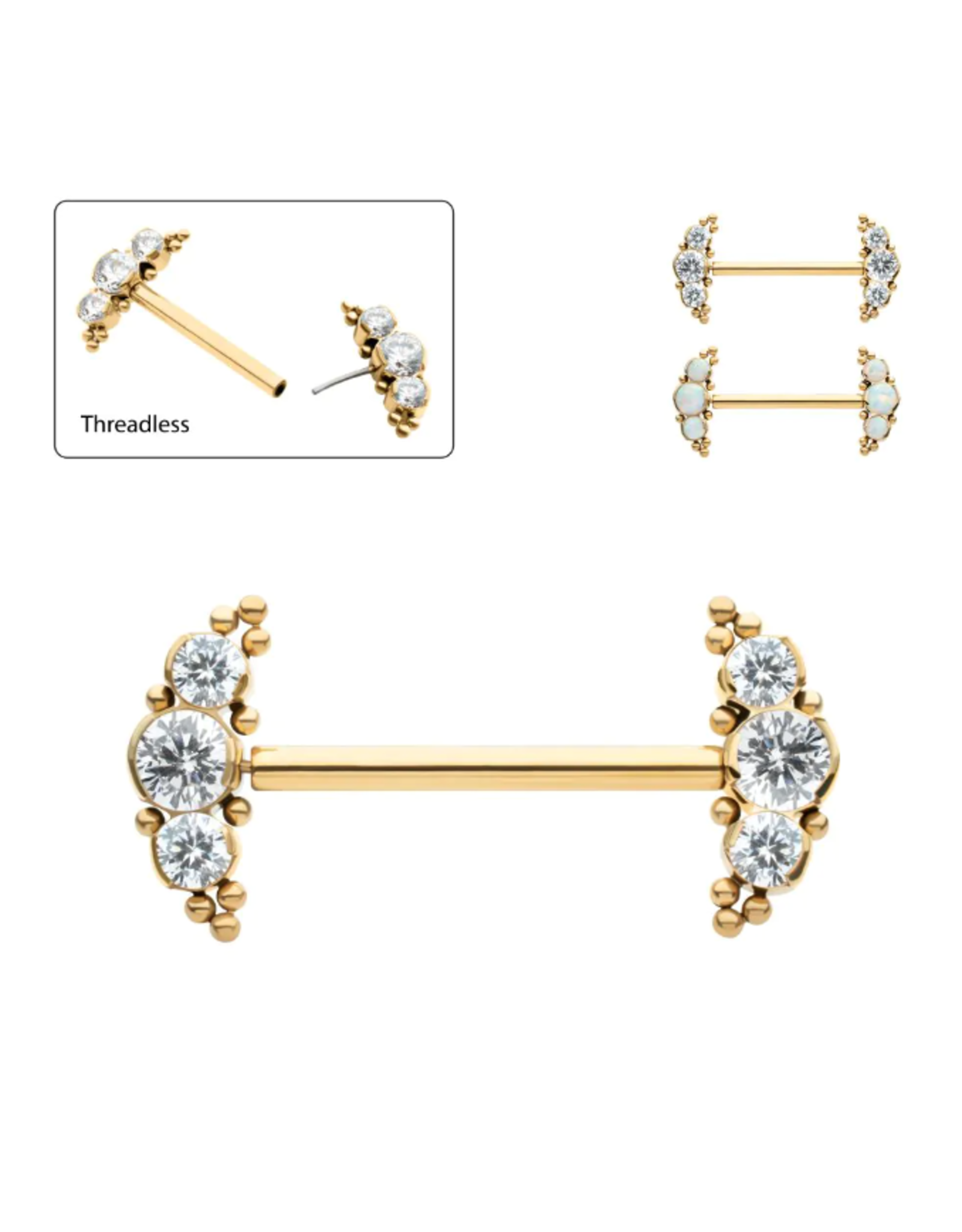 Barbell 14ga/16mm Titanium Gold Beds&Bezel