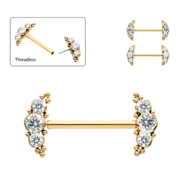Barbell 14ga/16mm Titanium Gold Beds&Bezel