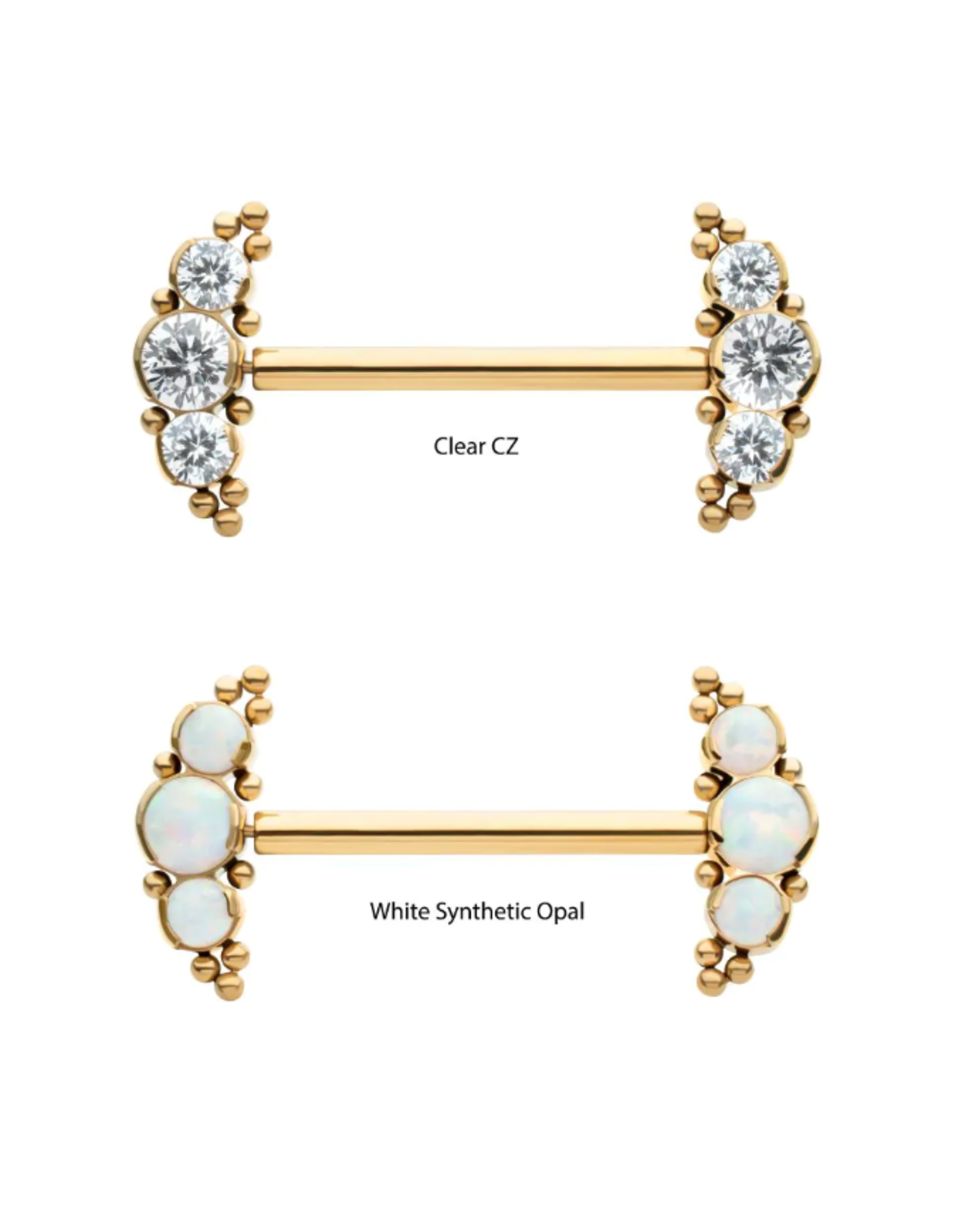 Barbell 14ga/16mm Titanium Gold Beds&Bezel