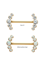 Barbell 14ga/16mm 5 pierres Gold Titanium Threadless
