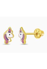 Or 14K Boucle d'oreille vissée Or 14K Tête de Licorne