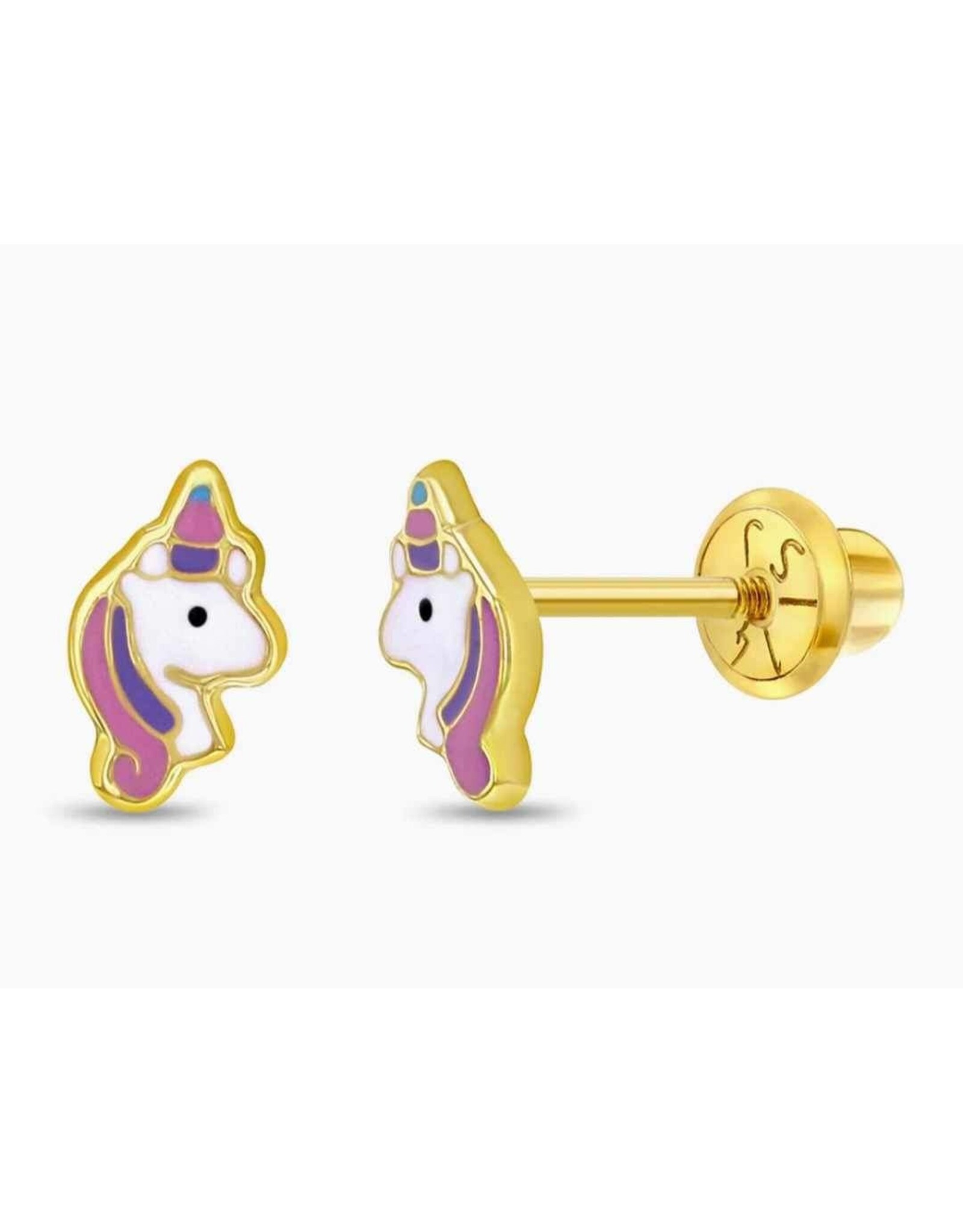 Or 14K Boucle d'oreille vissée Or 14K Tête de Licorne