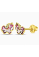 Or 14K Boucle d'oreille vissée Or 14K Licorne