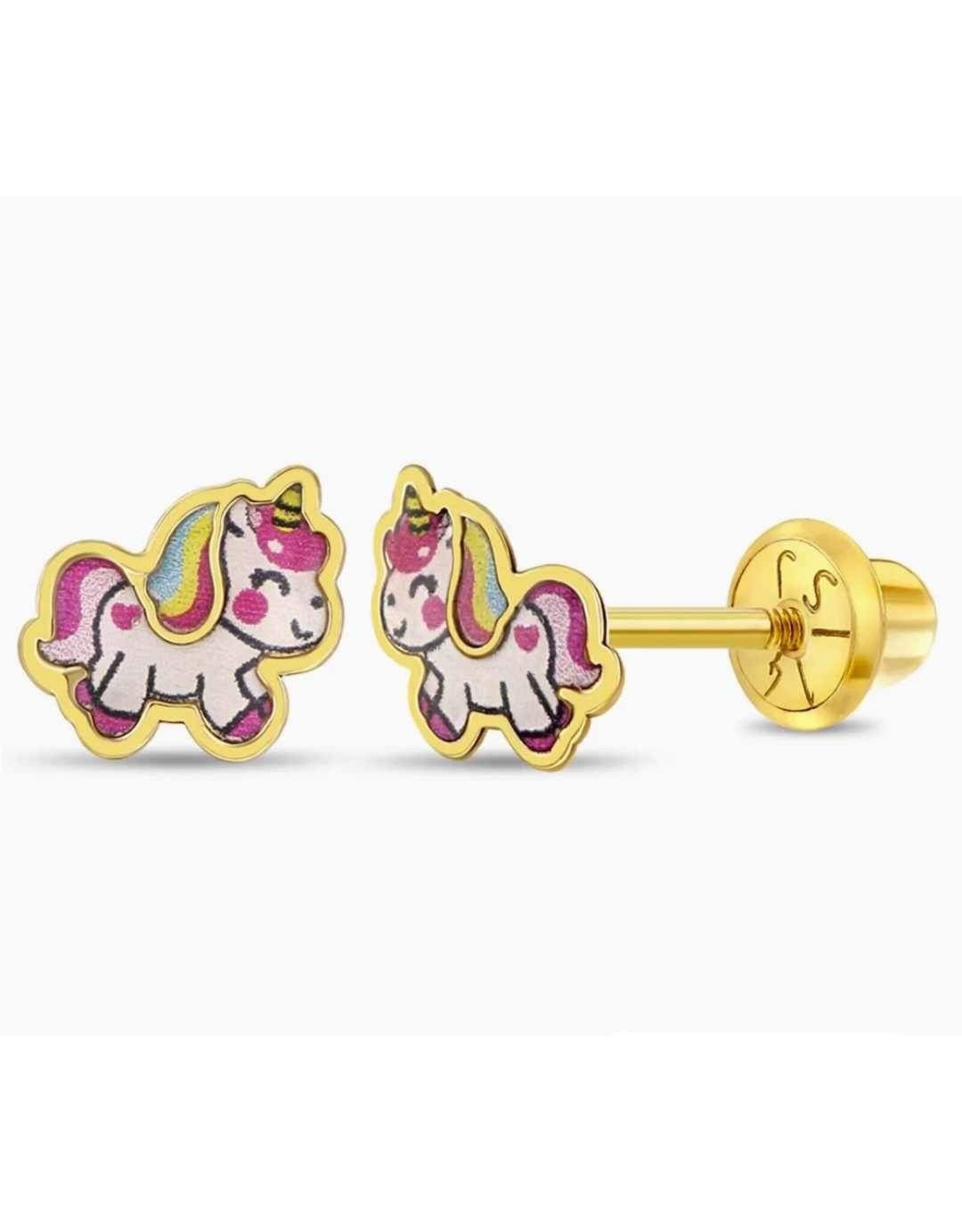Or 14K Boucle d'oreille vissée Or 14K Licorne