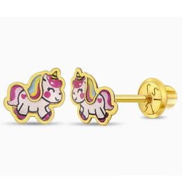 Or 14K Boucle d'oreille vissée Or 14K Licorne
