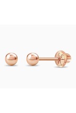 Or 14K Boucle d'oreille vissée Or Rose 14K Boule plain
