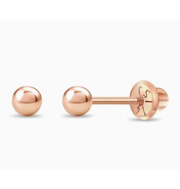 Or 14K Boucle d'oreille vissée Or Rose 14K Boule plain
