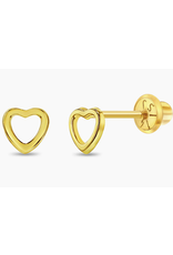 Or 14K Boucle d'oreille vissée Or 14K Contour coeur
