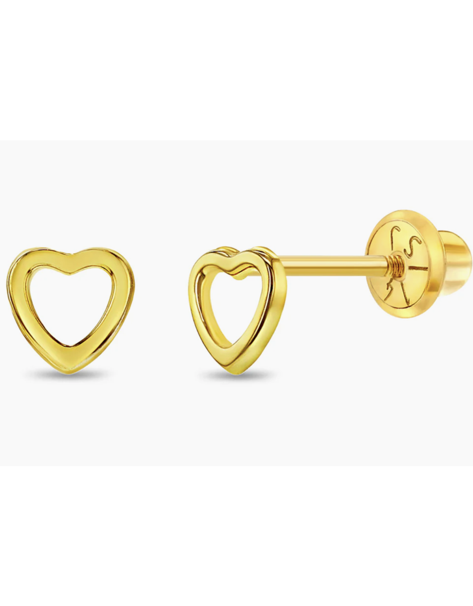 Or 14K Boucle d'oreille vissée Or 14K Contour coeur