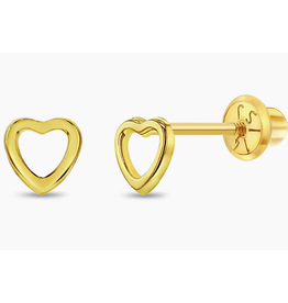 Or 14K Boucle d'oreille vissée Or 14K Contour coeur