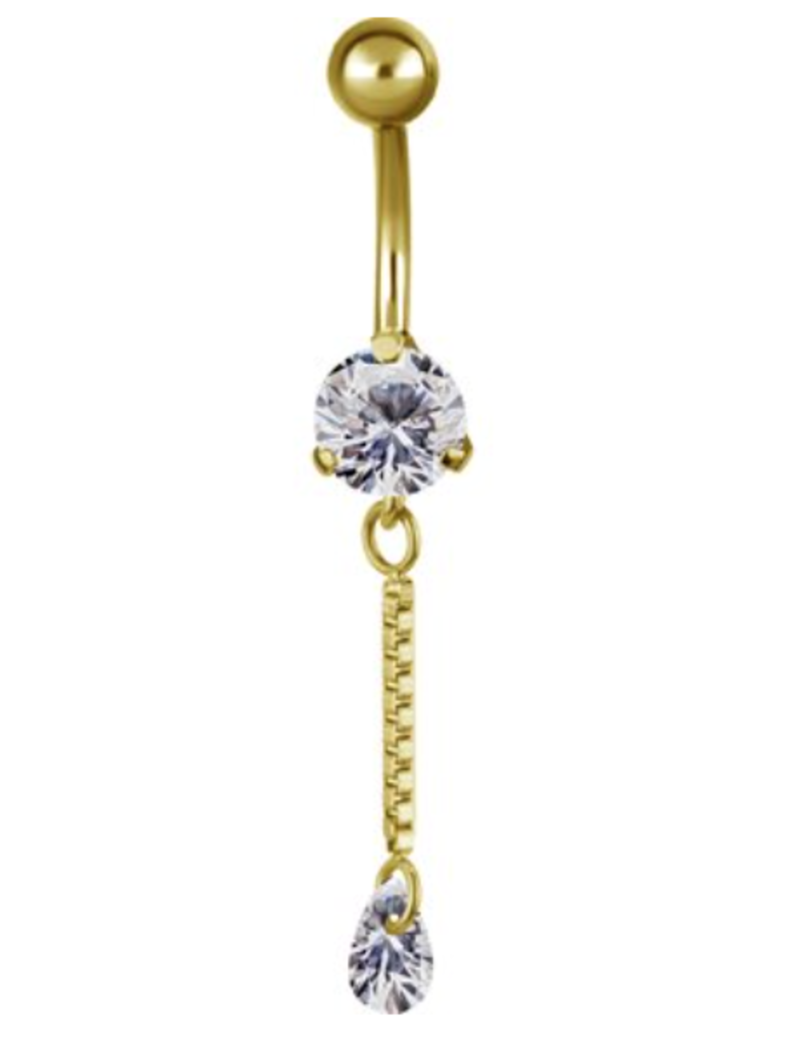 Gold PVD Barbell 14ga Gold pendentif chaînette et goutte
