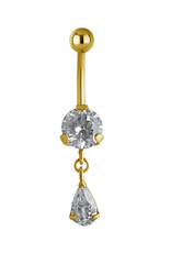 Gold PVD Barbell 14ga Gold pendentif Ovale