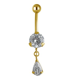Gold PVD Barbell 14ga Gold pendentif Ovale