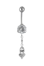 Stainless Barbell 14ga Steel pendentif ornemental 4 zircons