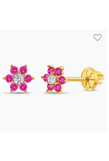 Or 14K Boucle d'oreille vissée Or 14K Fleur