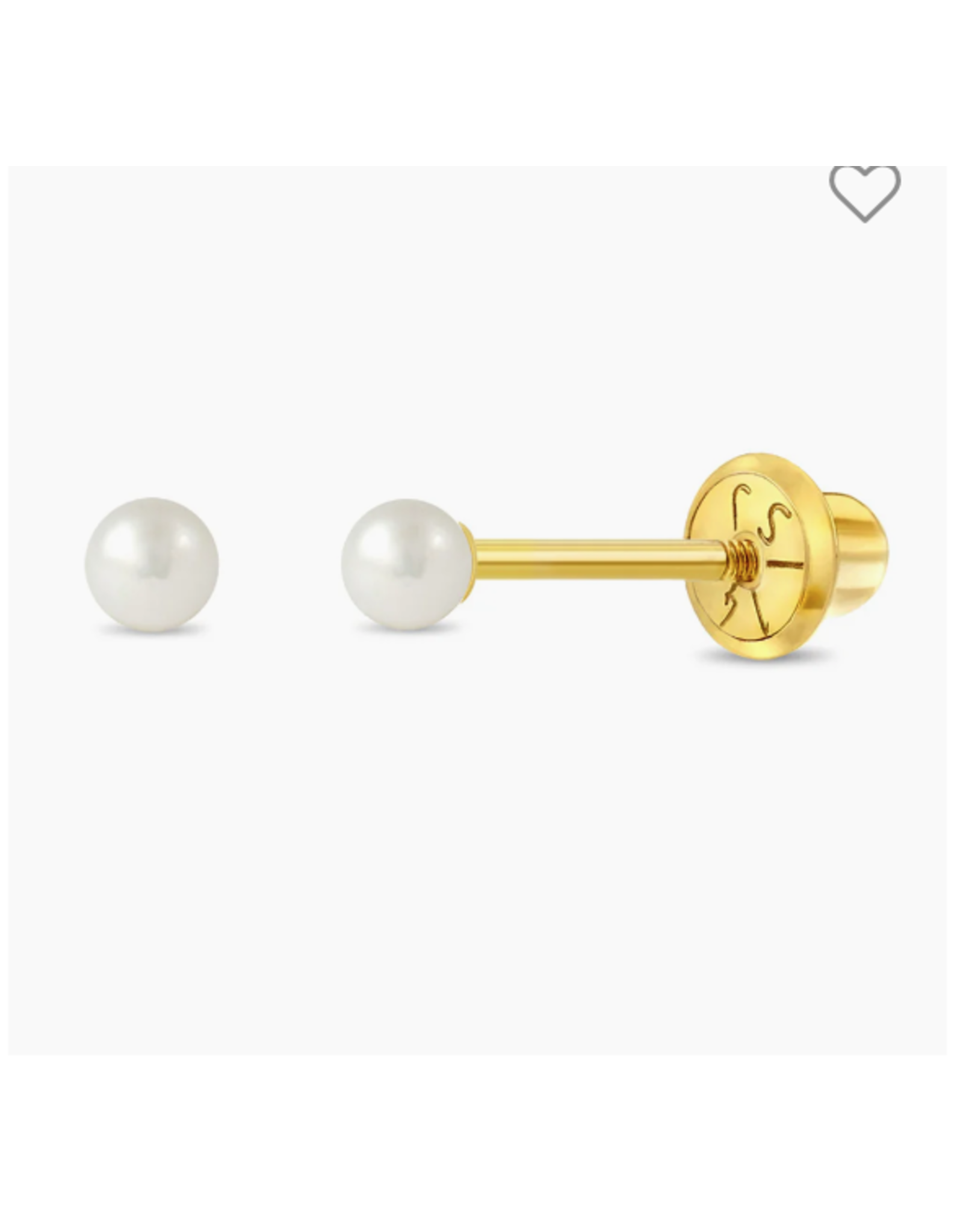 Or 14K 14K Boucle d'oreille vissée Or jaune Perle blanche