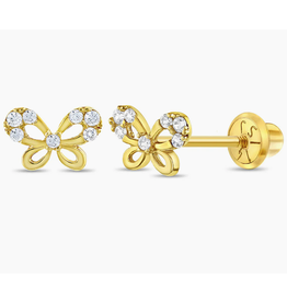 Or 14K Boucle d'oreille vissée Or 14K Papillon