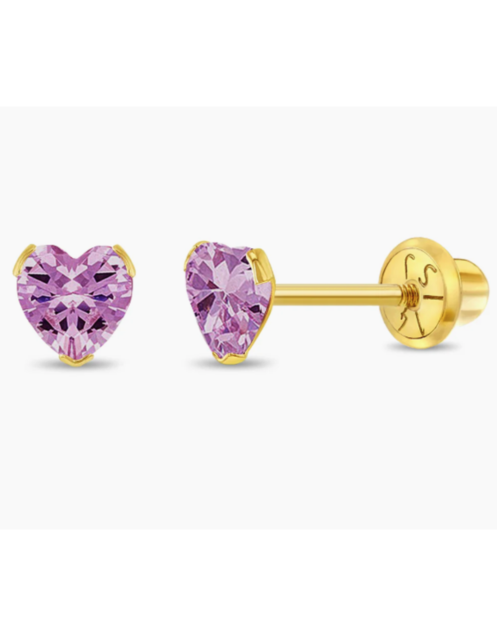 Or 14K Boucle d'oreille vissée Or 14K Coeur griffé