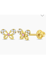 Or 14K Boucle d'oreille vissée Or 14K Papillon