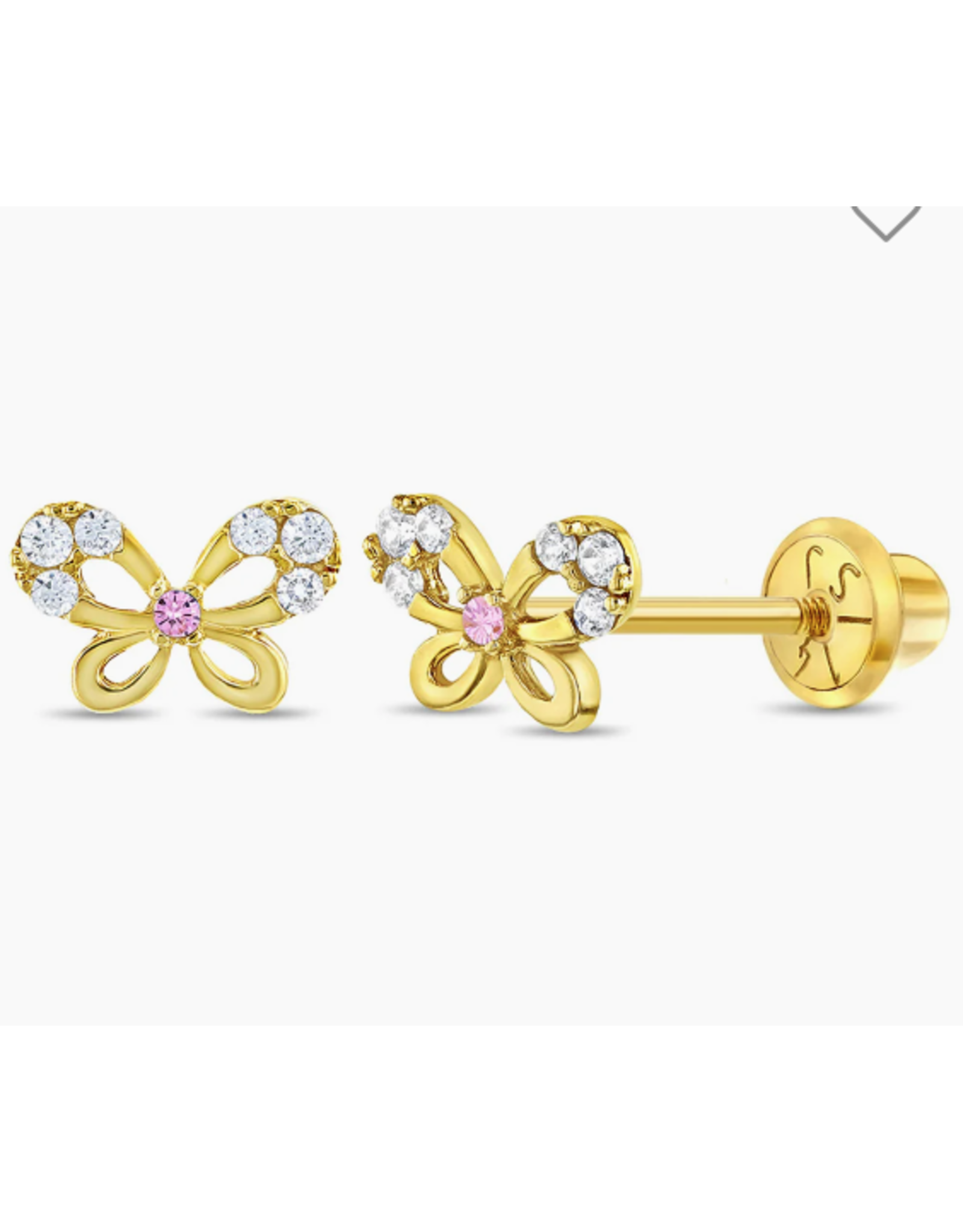 Or 14K Boucle d'oreille vissée Or 14K Papillon