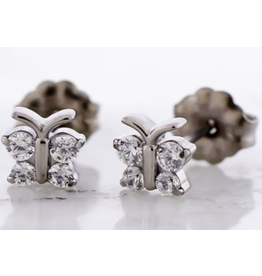 Boucle d'oreille Papillon Crystal Titanium