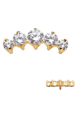 Gold PVD Embout Threaded 5 pierres Gold/Crystal