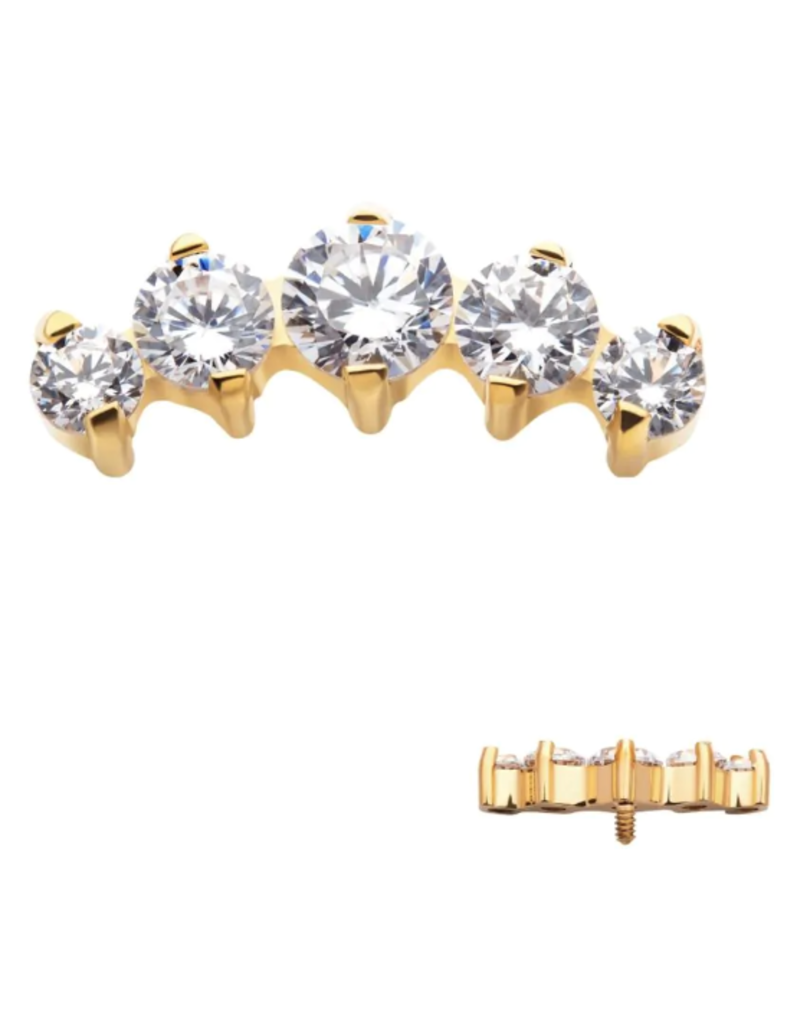 Gold PVD Embout Threaded 5 pierres Gold/Crystal