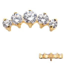 Gold PVD Embout Threaded 5 pierres Gold/Crystal