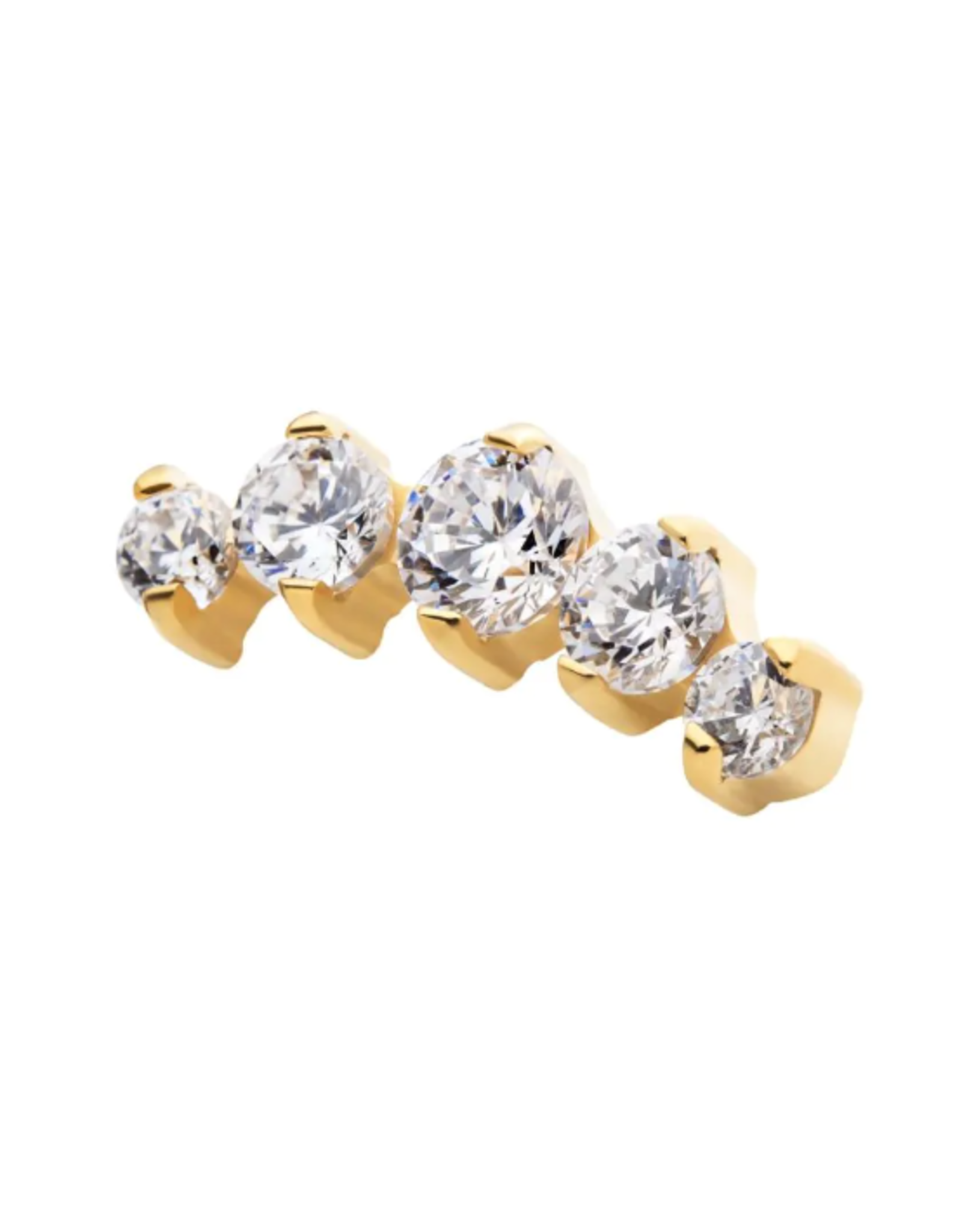 Gold PVD Embout Threaded 5 pierres Gold/Crystal
