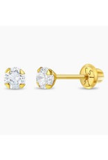 Or 14K Boucle d'oreille vissée 14K 4 griffes 3mm