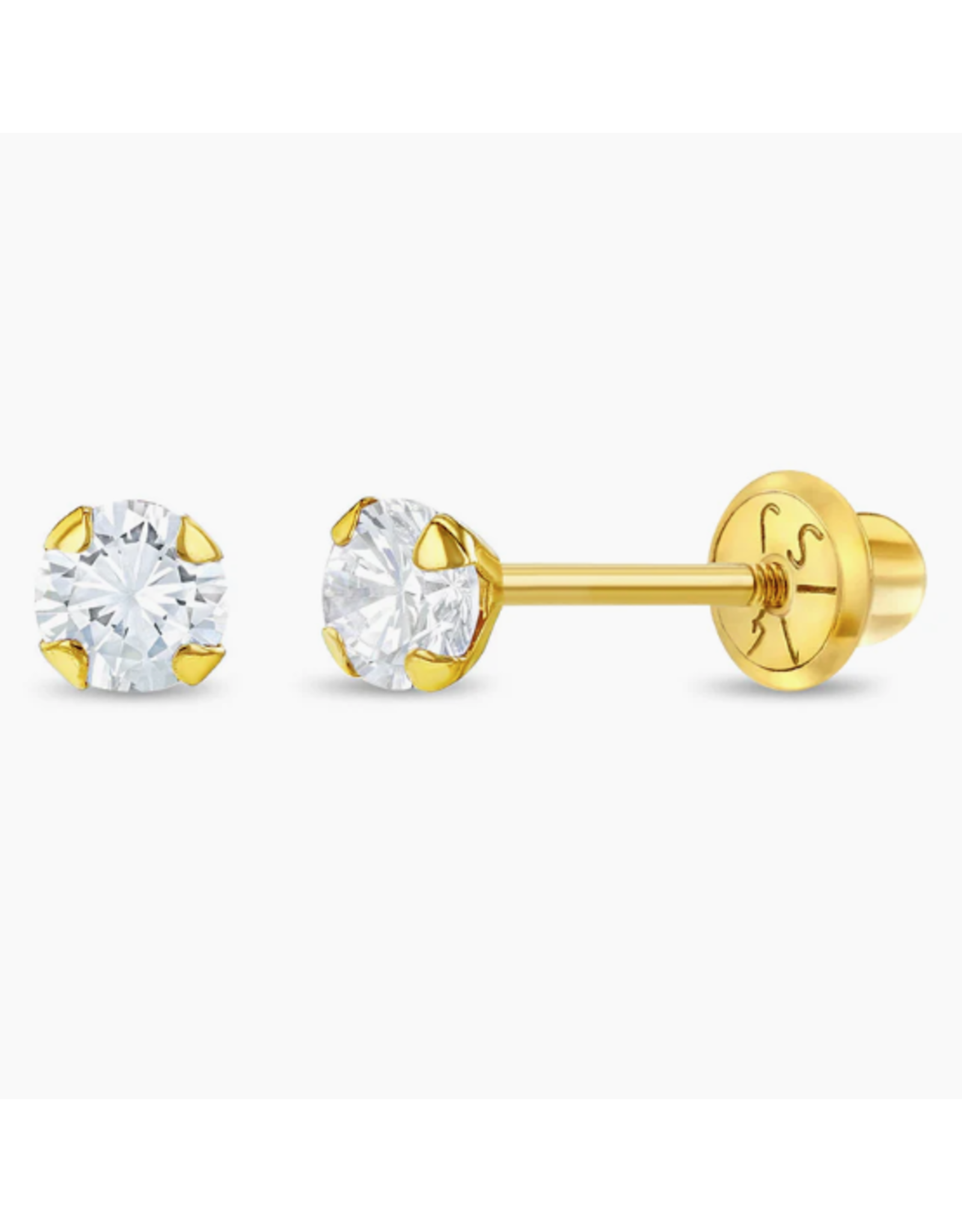 Or 14K Boucle d'oreille vissée 14K 4 griffes 3mm