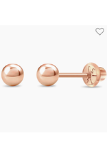 Or 14K Boucle d'oreille vissée Or Rose 14K Boule plain