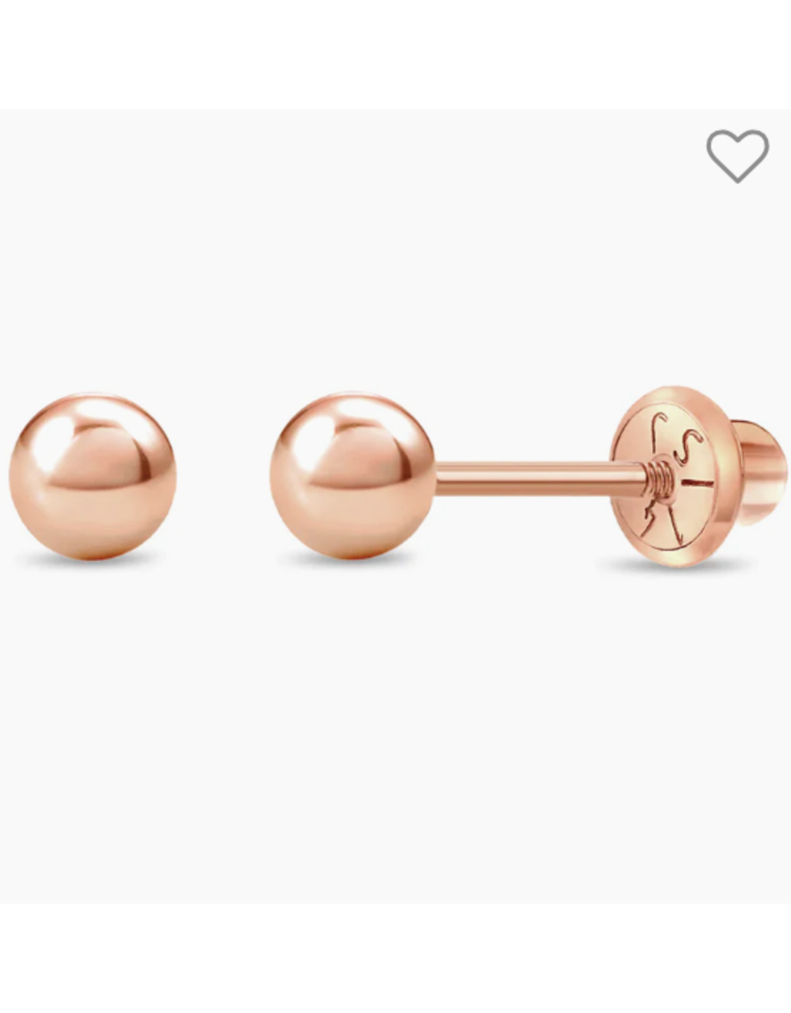 Or 14K Boucle d'oreille vissée Or Rose 14K Boule plain