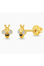 Or 14K Boucle d'oreille vissée en Or 14K Abeille