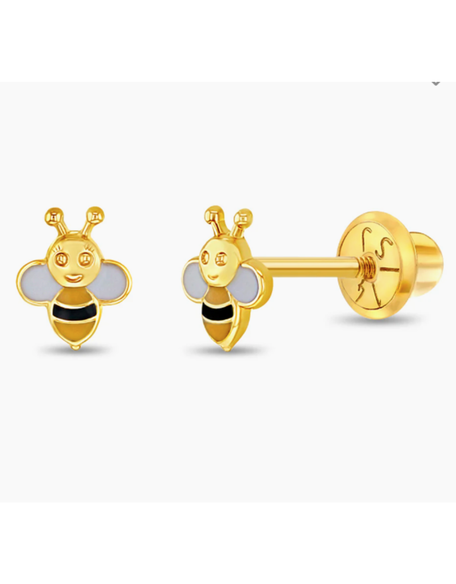 Or 14K Boucle d'oreille vissée en Or 14K Abeille